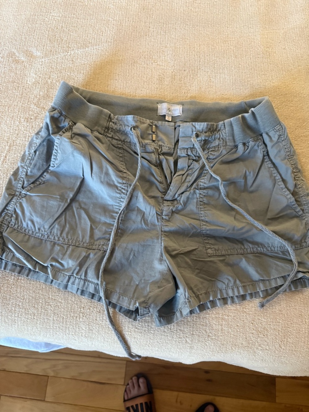 Lou & Grey Light Gray Drawstring Utility Shorts